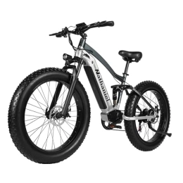 Nathaniel Vélos électriques Nathaniel 26-inch Electric Bike Outdoor Sport 4.0 Fat Tires Mountain Bike 48V 20Ah Removable Lithium Battery Bicycle Aluminum Alloy Frame Adult E-Bike (Silver)