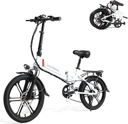 Samebike Vélos électriques SAMEBIKE 20LVXD30-II Mise à Niveau Vélo Électrique, 20" VTT Electrique Adulte Pliable, Batterie 48V / 10.4Ah, Shimano 7 Vitesses, Blanc