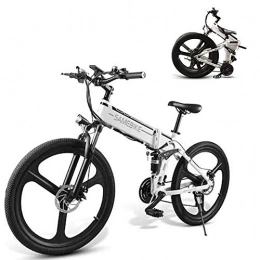 Samebike Vélos électriques SAMEBIKE VTT électrique 26 Pouces Roue Pliante Ebike 48V 10AH VTT électrique pour Adultes (Blanc)