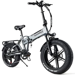 Samebike Vélos électriques SAMEBIKE XWLX09 Fat Tire Vélo électrique Vélo électrique Mountain Beach Snow Ebike 20 pouces pour adulte (Gri)