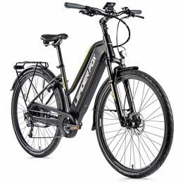 Leaderfox Vélos électriques Velo Electrique-VAE City Leader Fox 28'' Sandy 2021 Femme Noir Mat-Jaune 7v Moteur Roue AR bafang 36v 45nm Batterie 15ah (20'' - h52cm - Taille l - pour Adulte de 178cm à 185cm)