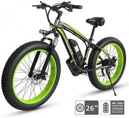 Fangfang Vélos électriques Vélo de Montagne électrique, 48V électrique Vélo électrique VTT, 26 '' Fat Tire E-Bike 21 Plage Cruiser Hommes Sport VTT Suspension Avant 350W Roue arrière Moteur, Bicyclette (Color : Green)