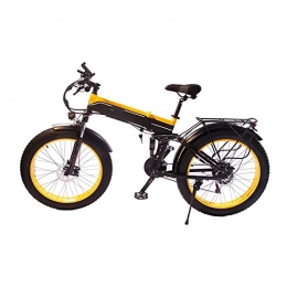 paritariny Vélos électriques Vélo électrique 1000W 14Ah Pliant vélo électrique de Gros Pneu 26inch Roue 48V étanche de Neige de Montagne vélo pour Adulte par paritaire (Color : Yellow, Number of speeds : 21)