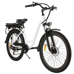 Wonzone Vélos électriques Wonzone ddzxc vélos électriques vélo électrique cadre aluminium frein à disque avec lampe frontale batterie lithium-ion (couleur : blanc)
