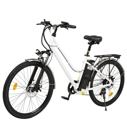Wonzone Vélos électriques Wonzone ddzxc vélos électriques vélo électrique à assistance par batterie vélo avant et arrière frein à disque vélo navette (couleur : blanc)