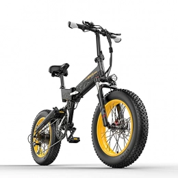 RICH BIT Vélos électriques X3000 vélo électrique Pliant 20 Pouces 4, 0 Gros Pneu Neige Ebike 1000W Moteur Suspension complète (Jaune)