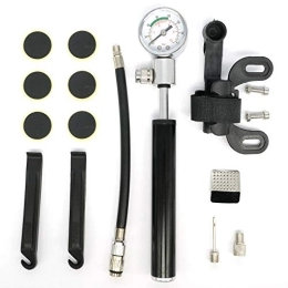 AutoE Fahrradpumpe, tragbar, Mini-Fahrradball-Inflator mit PSI-Messgerät für Aktivitäten im Freien, mit Reifenreparatur-Set