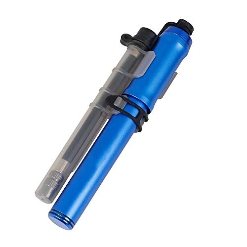 Bombas de bicicleta : Bomba de piso de bicicleta portátil de aleación de aluminio con piezas de montaje de bastidor Equipo de conducción portátil Mini bomba manual Bomba de bicicleta universal ligera (color: azul, tamaño:
