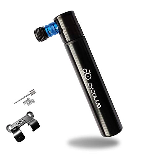 Bombas de bicicleta : CYCPLUS - Mini bomba de aire portátil para bicicleta, con soporte, aleación de aluminio, para bicicleta o bicicleta, color azul