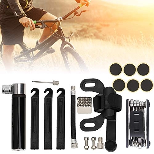 Bombas de bicicleta : Kadimendium Bomba de Bicicleta portátil Duradera con Kit de Parche de reparación de inflador para Montar en senderos(Black)