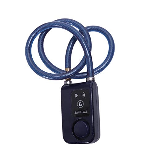 Cerraduras de bicicleta : ACAMPTAR Cerradura de Bicicleta Antirrobo Al Aire Libre Cerradura Alarma Inteligente Control de Aplicacin de Telfono Sper Inteligente de Alarma Impermeable 110Db (Azul)