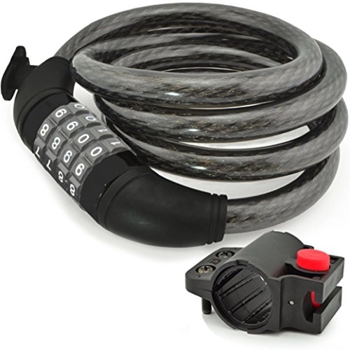 Cerraduras de bicicleta : Aduro Sport - Cable de bloqueo para bicicleta (combinación de 4 dígitos, cerradura de cadena ligera (122 cm / 183 cm), Infantil