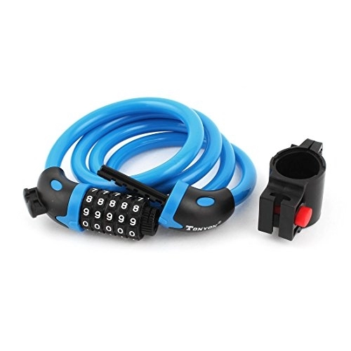 Cerraduras de bicicleta : Aexit Bicicleta Bicicleta Ciclo 5 dígitos Combinación de seguridad Pad Lock (model: R3228VIX-2251SW) 12mm Cable Azul
