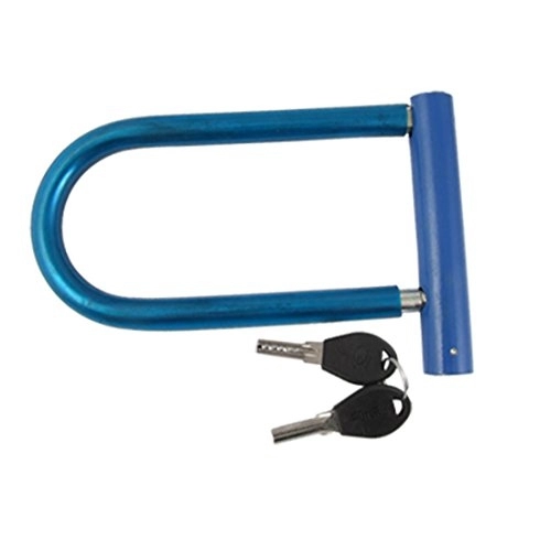 Cerraduras de bicicleta : Aexit Bicicleta bicicleta en forma de U azul plástico envuelto Metal Lock (model: Q6469XIII-2486RV) w 2 teclas
