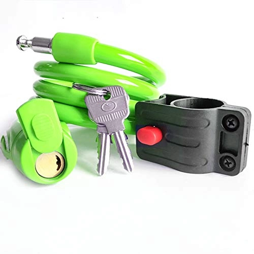 Cerraduras de bicicleta : Aini Cable de Seguridad de Bicicletas, Bicicletas portátil Cable Lock Key Lock de Acero Cable en Espiral Bloquea la Bicicleta, Motocicleta Almacén Bloqueo de Puerta 120 cm de Largo (Color : Green)