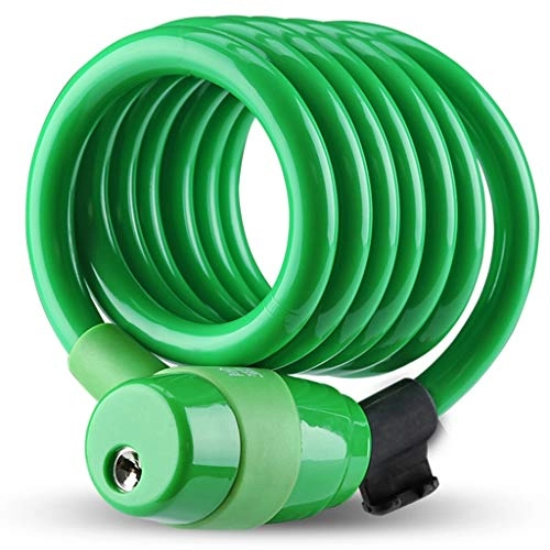 Cerraduras de bicicleta : Aini Cable de Seguridad for Bicicletas, dominante Portable candado de Bloqueo de Cable de Acero Cable en Espiral Bloquea la Bicicleta, 1500mm de Largo (Color : Green)