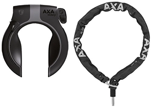 Cerraduras de bicicleta : Axa Defender - Candado para marco de bicicleta de color negro y plateado, cadena de 1, 00 m con bolsa