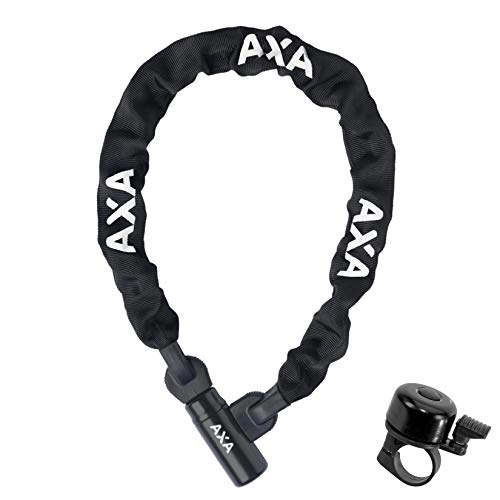 Cerraduras de bicicleta : Axa Linq 100 - Candado de cadena (100 cm de largo, 9, 5 mm de diámetro, incluye 1 campana para bicicleta), color negro