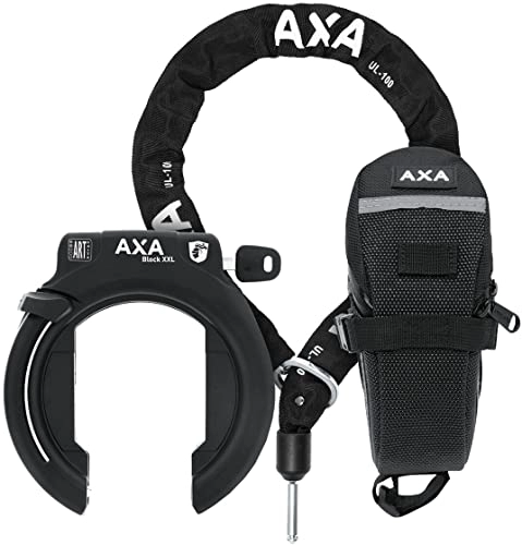 Cerraduras de bicicleta : AXA Rahmenschloss Block XXL Set schwarz, inkl ULC 100 und Tasche, 59515895SC