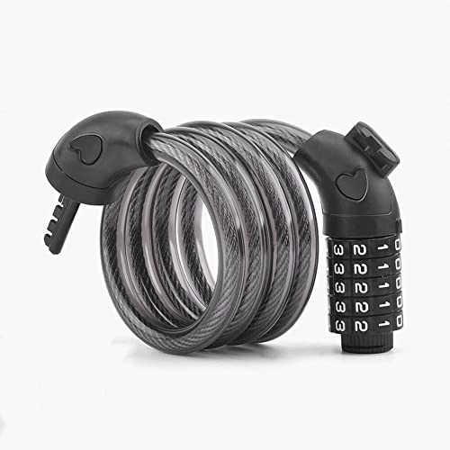 Cerraduras de bicicleta : AZPINGPAN Cable para candado de bicicleta Mountain Kilometer 丨 Candado de aleación antirrobo portátil con núcleo de 5 dígitos reiniciable candado de cable de bicicleta enrollable de combinación 丨 para
