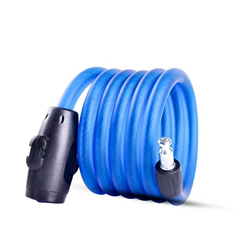 Cerraduras de bicicleta : AZPINGPAN Candado de bicicleta resistente al agua y al óxido de color de 180 cm 丨 Candado de código de cadena de alambre de acero portátil envuelto en PVC grueso 丨 Diseño de cuerda automática Accesori