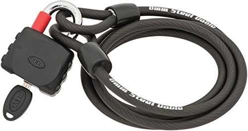 Cerraduras de bicicleta : BELL Armory 200 - Cable de 6 pies x 8 mm + candado con Llave, Color Negro