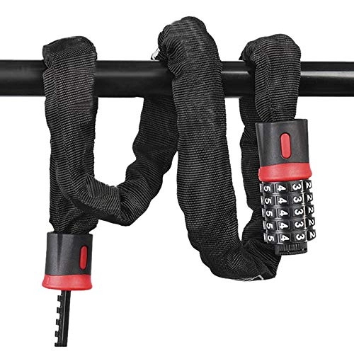 Cerraduras de bicicleta : Bicycle Combination Lock (5-Digit Combo) Heavy-Duty, Anti-Theft Chain Cable Security Pick-Resistant