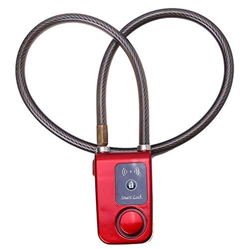 Cerraduras de bicicleta : Bike Lock, APP Control Bluetooth Smart Lock Anti Theft Alarm Chain Lock con 105dB Alarm para iOS y para el sistema Android, para bicicletas, motocicletas, puertas(rojo)