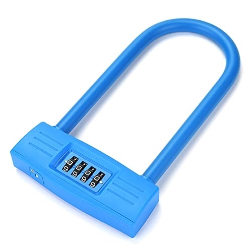 Cerraduras de bicicleta : Bike U-Lock, Al aire libre U-Shape Lock Puerta de cristal U-Lock, Dígito Combinación Bicicleta U Lock D Lock, Cerradura antirrobo, Cerradura de inserción doble (azul)
