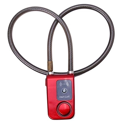 Cerraduras de bicicleta : Bloqueo de Cadena de Alarma Antirrobo, Control de Aplicación Bluetooth Bloqueo Inteligente Bloqueo de Cadena de Alarma Antirrobo con Alarma de 105dB para Puertas de Bicicletas(Rojo)