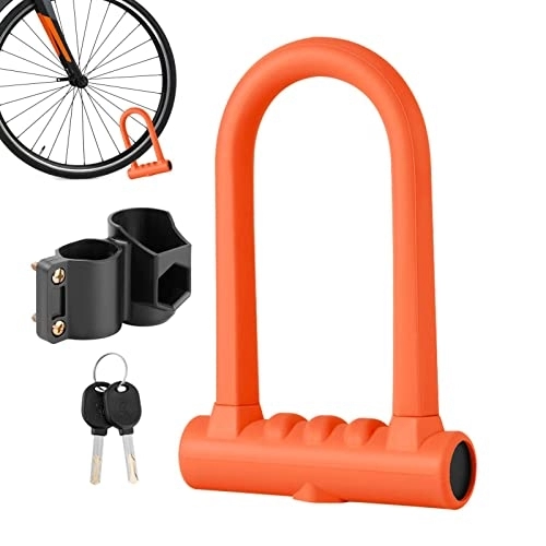 Cerraduras de bicicleta : Bloqueo en U - Candado en U para Bicicleta Silicona, Grillete de acero Ebike Lock con 2 llaves de cobre resistente a cortes y ataques de palanca Suphyee