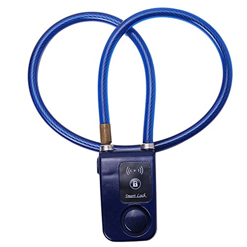Cerraduras de bicicleta : Bloqueo inteligente para puertas de bicicleta, control de aplicación, antirrobo, cadena de alarma con alarma de 105 dB, azul