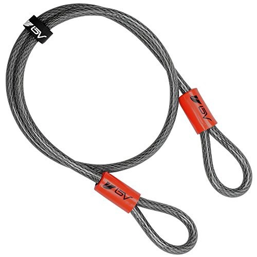 Cerraduras de bicicleta : BV 4FT Cable de Seguridad de Acero, Doble Bucle Flex Lock Cable 3 / 8 Pulgadas, para U-Lock, Candado y Bloqueo de Disco (Set de 2)