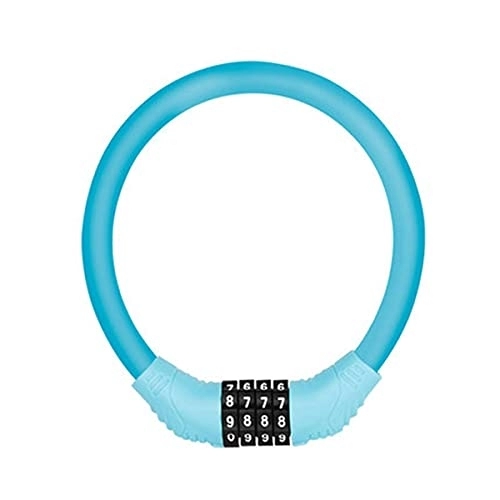 Cerraduras de bicicleta : Cable de bloqueo de bicicleta, código de combinación reiniciable autoenrollable de 4 dígitos para trabajo pesado, cable de seguridad de acero flexible de cadena de bicicleta (Color : Blue, Size :