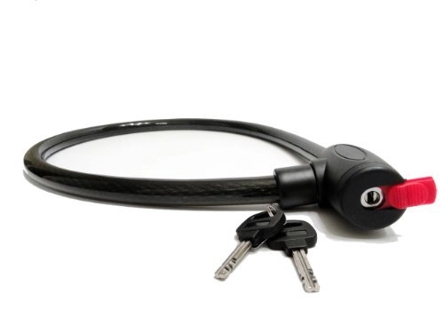 Cerraduras de bicicleta : Cable de seguridad de bloqueo de seguridad con 2 llaves, longitud de 40 x 20 mm