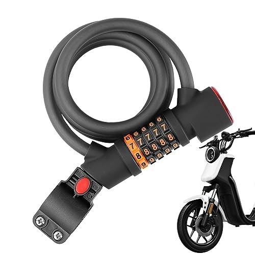 Cerraduras de bicicleta : Cable de seguridad para candado de bicicleta - Candado de combinación antirrobo con contraseña, Accesorios antirrobo recargables para bicicletas de montaña, bicicletas de carretera, Cypreason
