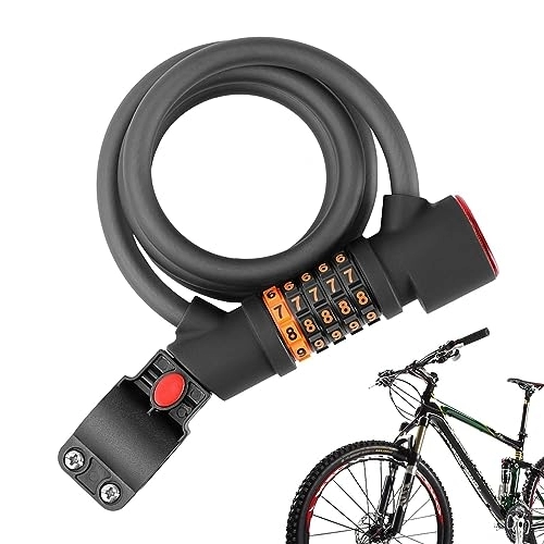 Cerraduras de bicicleta : Cable para bicicleta - cable combinación seguridad con luces, Accesorios antirrobo recargables para bicicletas montaña, bicicletas carretera, bicicletas Kerali
