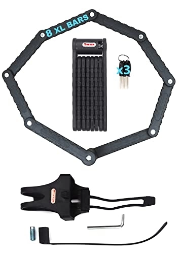 Cerraduras de bicicleta : Candado antirrobo plegable extralargo para bicicleta eléctrica, 8 ramas, 88 cm, circunferencia, negro, alta seguridad, 3 llaves