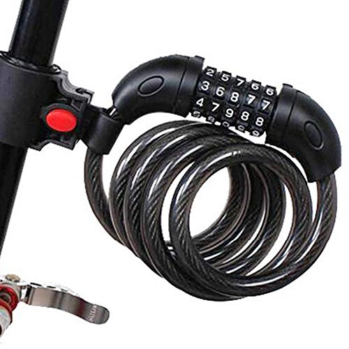 Cerraduras de bicicleta : Candado de Cable para Bicicleta con número de reinicio de 5 dígitos, Candado de combinación de candado de Bicicleta con Soporte de Montaje, Candado de Cadena para Bicicleta de Uso Pesado, 47 Pulgadas