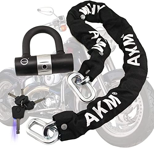 Cerraduras de bicicleta : Candado de cadena antirrobo para motocicleta, 3 feet / 90 cm, resistente cadena de bicicleta de 10 mm de grosor, cerradura en U, candado de cadena para bicicleta resistente al corte
