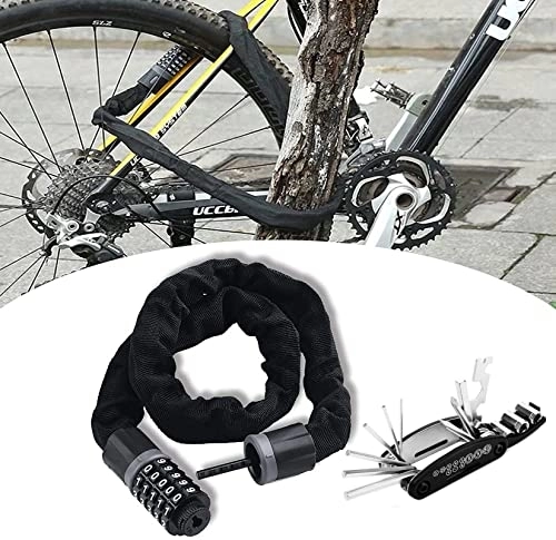 Cerraduras de bicicleta : Candado de cadena para bicicleta Códigos de 5 dígitos para servicio pesado largo 100.000 Candado de bicicleta restaurable de alta seguridad con combinación antirrobo 6 mm x 1000 mm de largo
