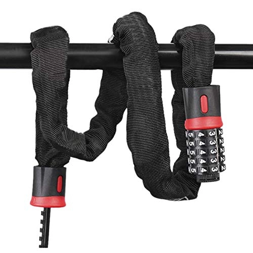Cerraduras de bicicleta : Candado de combinación para bicicleta (combinación de 5 dígitos), resistente, resistente al robo de cadena de seguridad