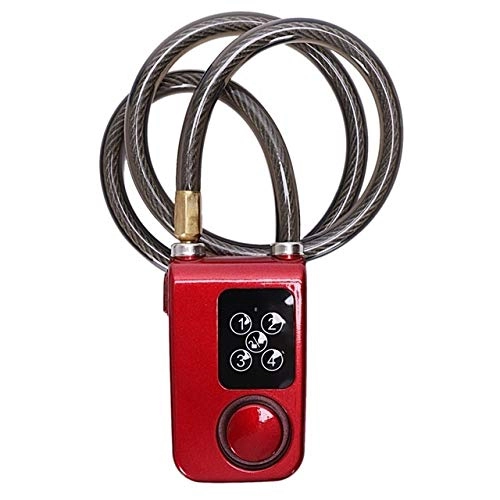 Cerraduras de bicicleta : Candado de puerta digital eléctrico con cuerda de alambre, impermeable, antirrobo, con alarma de 110 dB para puerta de bicicleta (rojo)