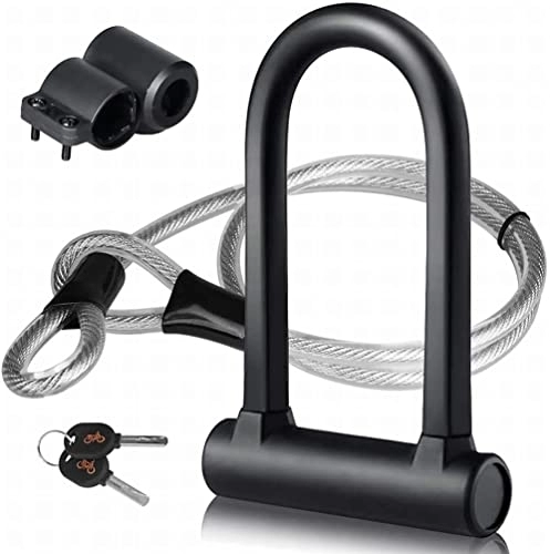 Cerraduras de bicicleta : Candado en U, U Lock DINOKA Candado Bicicleta Alta Seguridad de 16mm con Abrazadera de Soporte + 1200mm de Cable de Acero trenzado flexible.