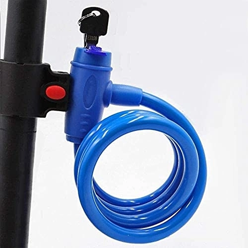 Cerraduras de bicicleta : Candado para bicicleta, candado de cable, llaves seguras en espiral, candado de alambre portátil para bicicleta de montaña con soporte de montaje de 1, 2 mx 12 mm (color: rosa) (azul)