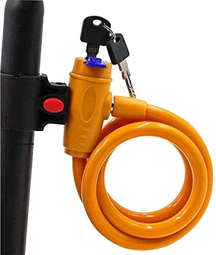 Cerraduras de bicicleta : Candado para bicicleta, candado de cable, llaves seguras en espiral, candado de alambre portátil para bicicleta de montaña con soporte de montaje de 1, 2 mx 12 mm (color: rosa) (naranja)