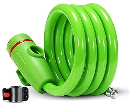 Cerraduras de bicicleta : Candado para bicicleta con soporte de montaje, dispositivo de seguridad de acero antirrobo para ciclismo al aire libre, accesorios para equipos de ciclismo, 120 cm (color: verde) (verde)