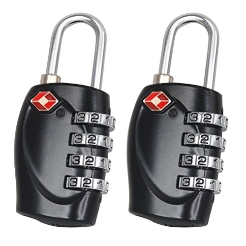 Cerraduras de bicicleta : Cascacavelle 2 candados de Alta Seguridad TSA de Equipaje con combinación de 4 dígitos searchcheck - Negro by