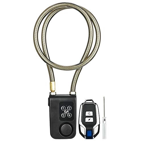 Cerraduras de bicicleta : Cerradura de alarma remota inalámbrica, bicicleta eléctrica portátil código de motocicleta impermeable cadena de cable de acero Lock