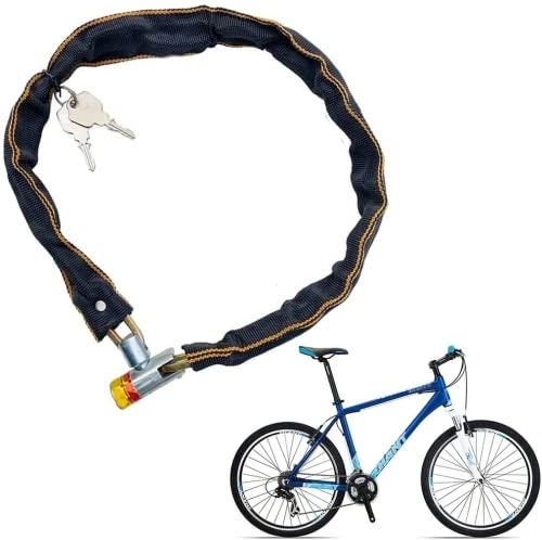 Cerraduras de bicicleta : Cerradura de cadena para bicicleta, cadena antirrobo de 80 cm, con 2 llaves para bicicleta, motocicleta, bicicleta, puerta, puerta, valla, parrilla